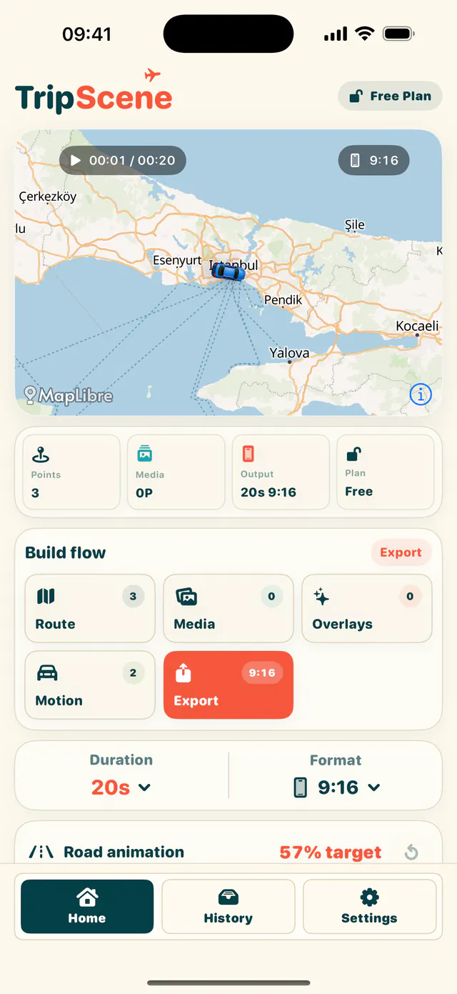 TripScene export controls